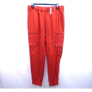 Banana Republic Womens Size M Tencel Cargo Utility Jogger Pants Orange NWT